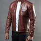 Austin Men's Distressed Brown Leather Cafe Racer Jacket