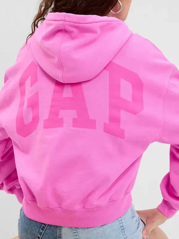 Back view of Pink PROJECT-GAP-Vintage-Pink-Hoodie