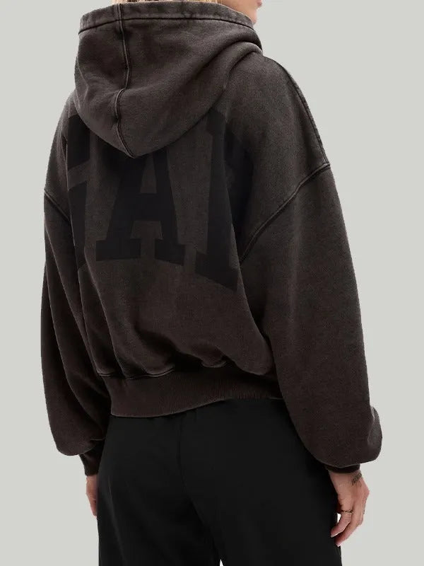 Back view of Dark Brown PROJECT-GAP-Vintage-Fleece-Hoodie
