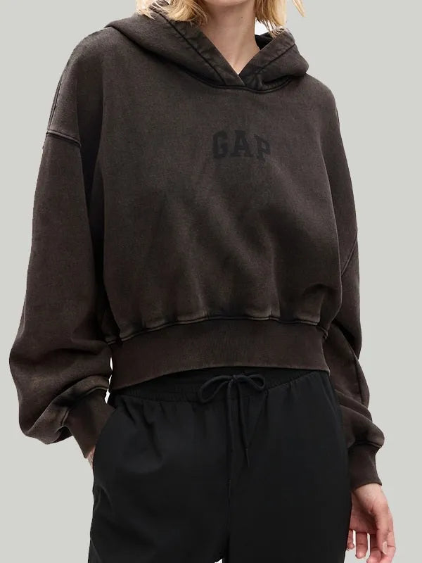 Front view of Dark Brown PROJECT-GAP-Vintage-Hoodie