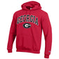 Red hoodie with 'Georgia' text and logo on a white background