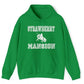 green strawberry mansion hoodie front view