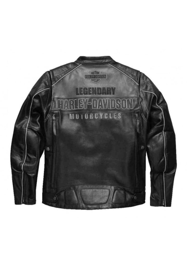 Men's Cowhide Full Grain Dual Vents Votary Black Legendary Eagle Motorcycle Cowhide Leather Jacket