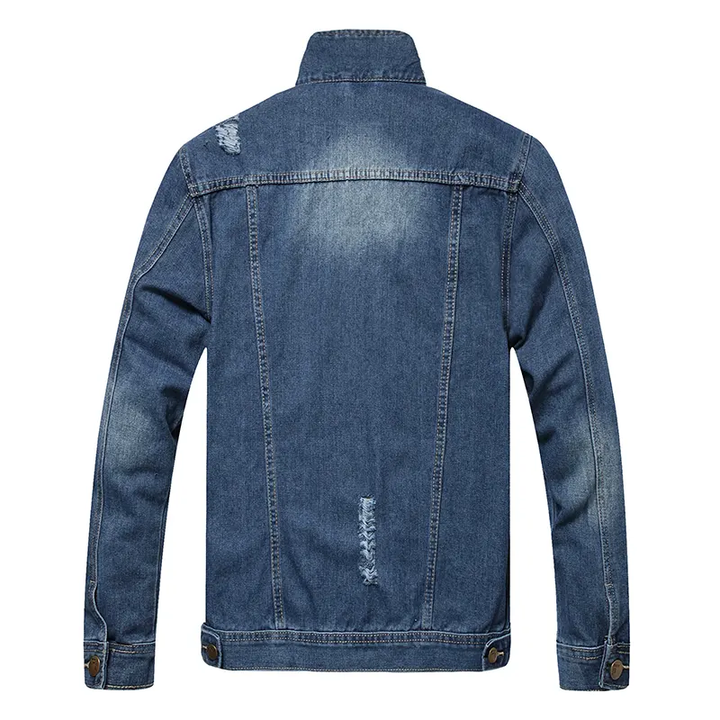 Mens Blue Denim Jean Damage Jacket