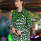 Emily in Paris S03 Lily Collins Green Printed Coat