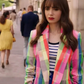 Emily in Paris Lily Collins S03 Multi-Color Check Blazer