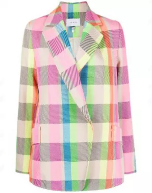 Emily in Paris Lily Collins S03 Multi-Color Check Blazer
