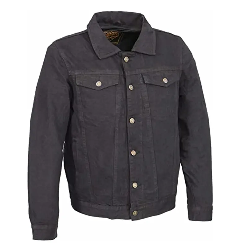 Mens Shirt Style Collar Grey Denim Jacket