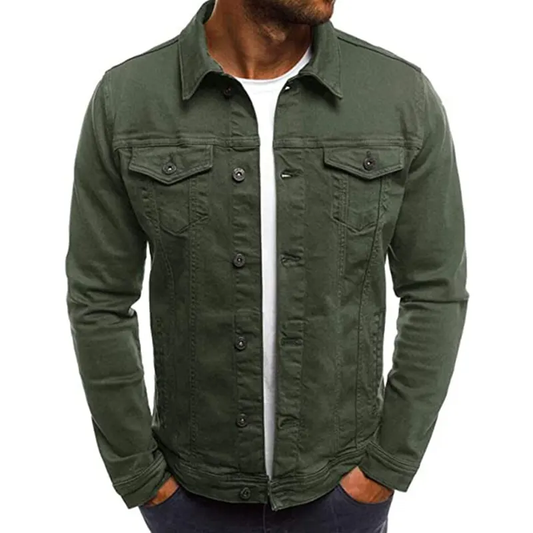 Mens Green Denim Jean Jacket