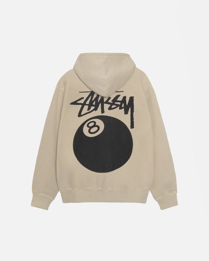 khaki 8 ball hoodie pigment dyed 
