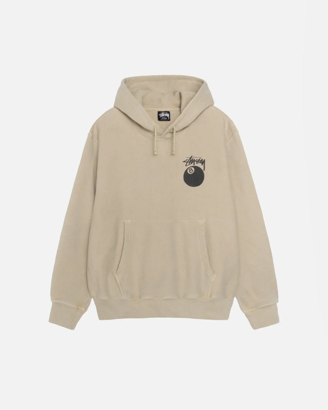 khaki 8 ball hoodie pigment dyed front