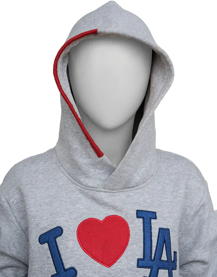 Close-up front view of Madhappy x Dodgers “I Love LA” Hoodie
