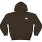 Front view of Brown hoodie with a red and white Marlboro logo