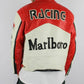Back view of Red, White, and Black Red and White Vintage Leather Marlboro Racing Jacket