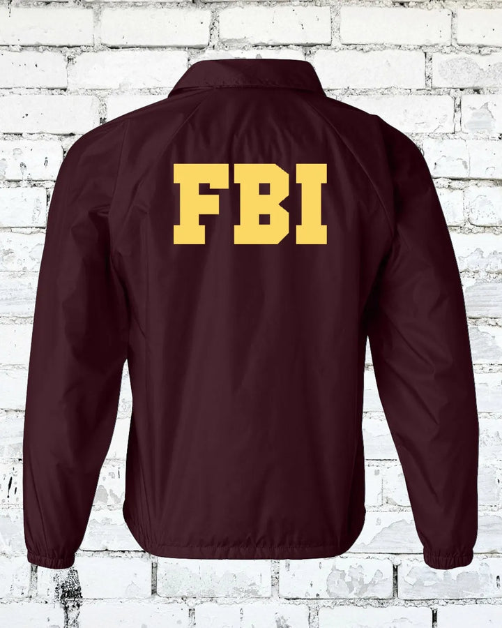 maroon fbi jacket​ back