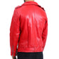 Back view of Mens Biker Negan Red Leather Jacket