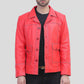 Front view of Red Men's Red Biker Leather Jacket