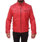 Front view of Red Men's Sheepskin Red Leather Jacket