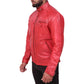 Left Side view of Red Men's Sheepskin Red Leather Jacket