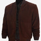 Adamsville Dark Brown Mens Suede Leather Bomber Jacket
