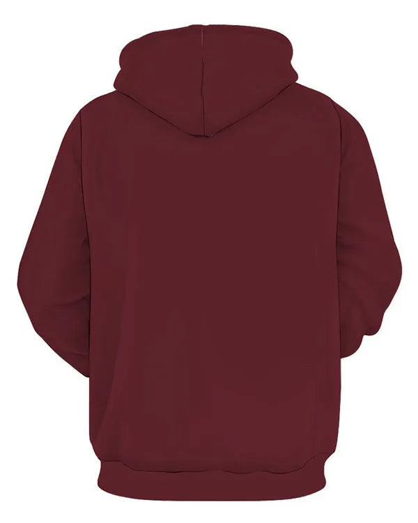 Back view of meru-the-succubus-canada-maroon-fleece-hoodie.