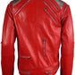 Back view of Red Michael Jackson Beat It Red Leather Jacket