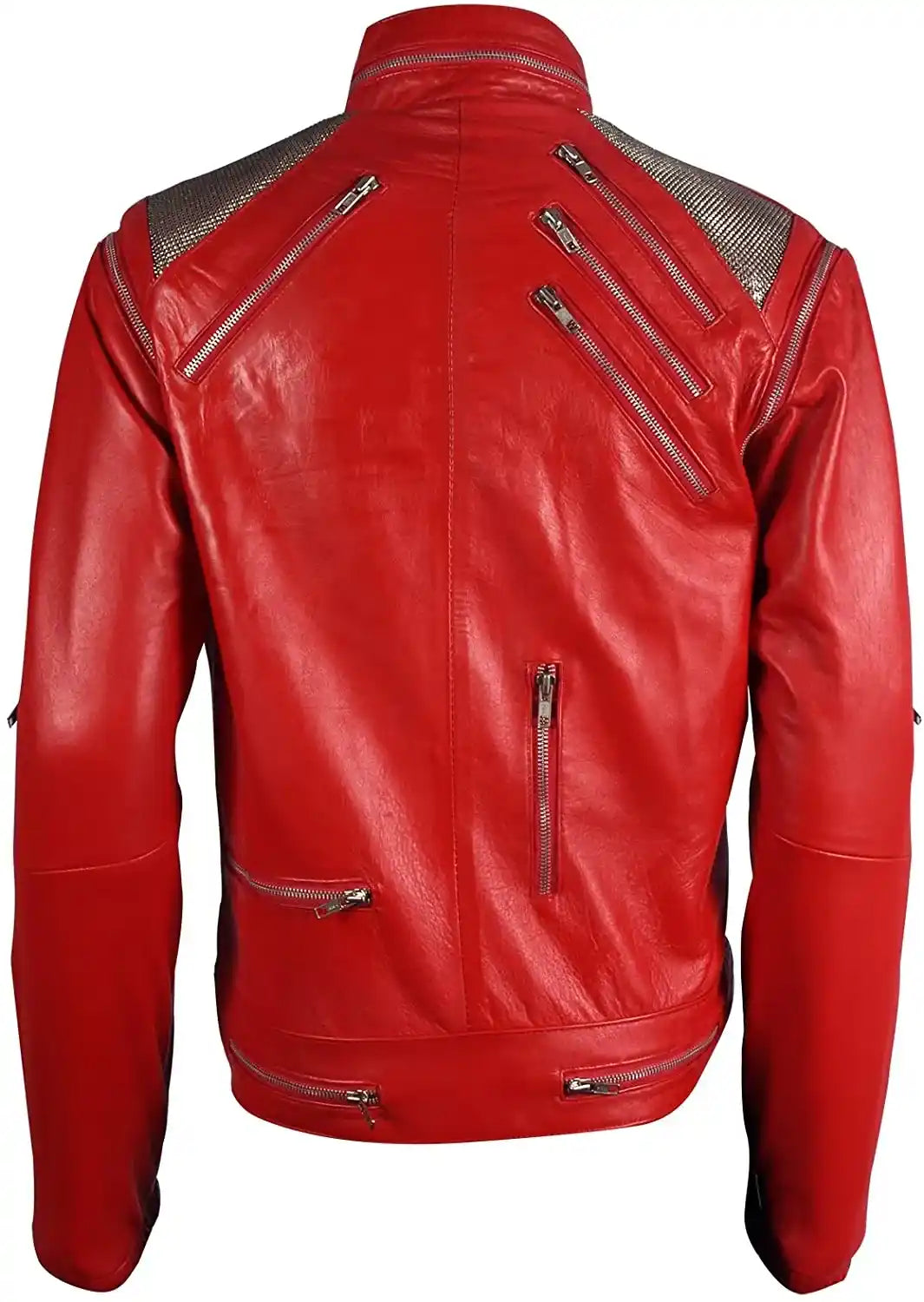 Back view of Red Michael Jackson Beat It Red Leather Jacket