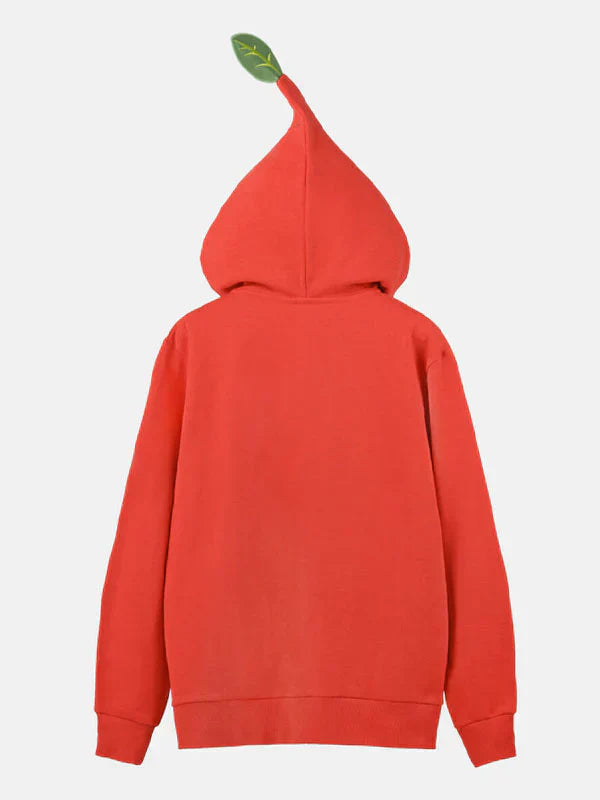 Back view of Red Nintendo Pikmin Zip-Up Hoodie