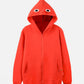 Front view of Red Nintendo Pikmin Zip-Up Hoodie