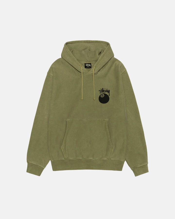 olive 8 ball hoodie pigment dyed