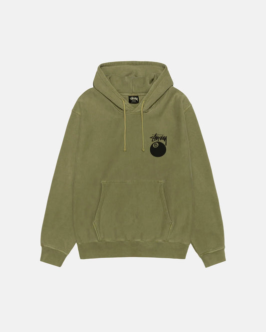 olive 8 ball hoodie pigment dyed