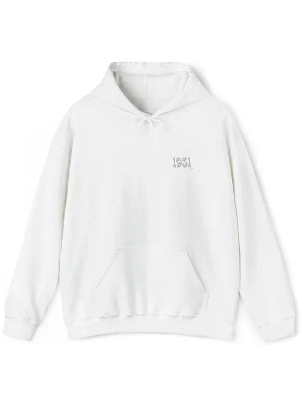 Front view of White Porsche-GT3-RS-Hoodie-White with "1951" text.