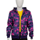 Purple and pink camouflage full-zip hoodie