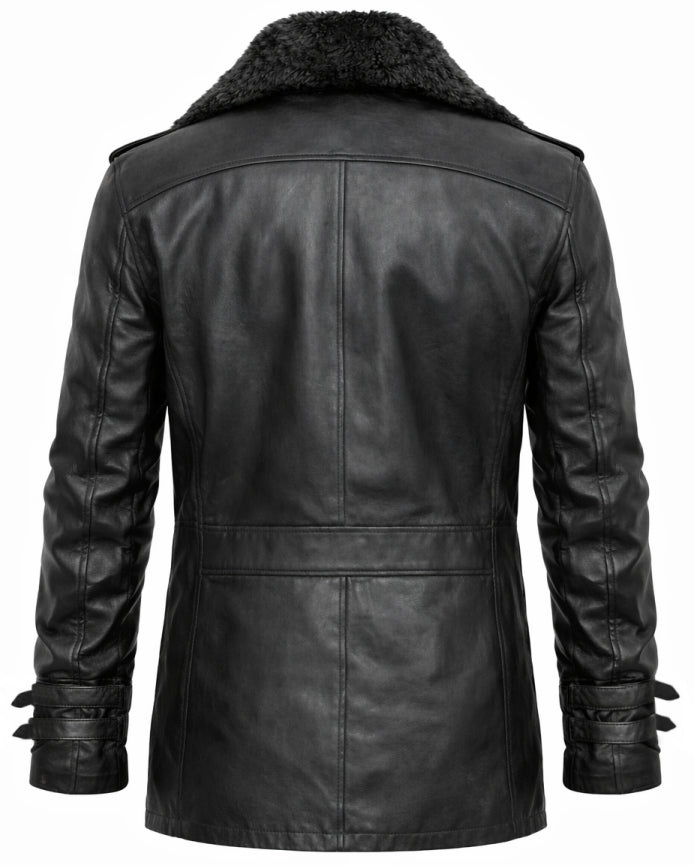 re9 leon jacket with fur collar on a white background