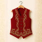 Front view of Red & Vest with Golden Embroidery, a charming festive layer.
