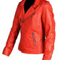 Side view of Red Women Riverdale Southside Serpent Red Leather Jacket