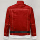 Back view of Red ryan reynolds spirited leather jacket