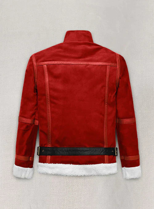 Back view of Red ryan reynolds spirited leather jacket