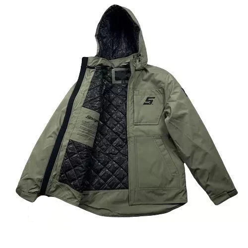 snap on green jacket​ front view
