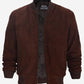 Adamsville Dark Brown Mens Suede Leather Bomber Jacket