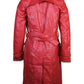 Full back view of Red Women’s Red Leather Coat Back