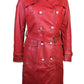 Full front view of Red Women’s Red Leather Coat