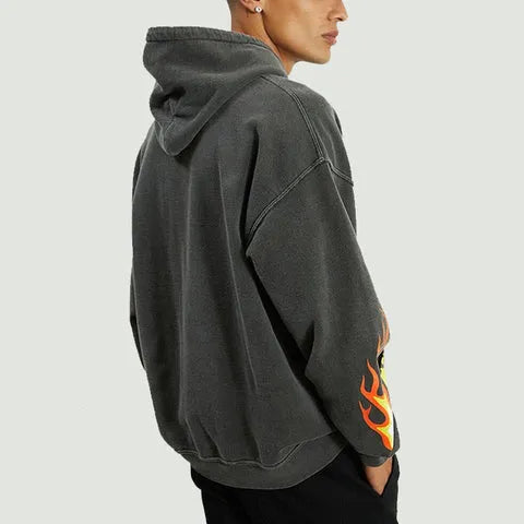 Side/Back view of Charcoal World Full of Love Hoodie