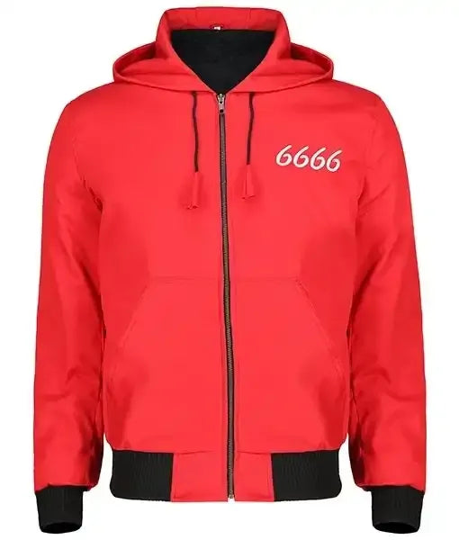 Front view of Red Yellowstone Season 4 Jimmy Hurdstrom 6666 Red Hoodie with "6666